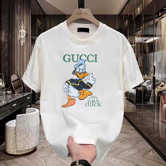 Premium White Cartoon Graphic T-Shirt for Men | Trendy Casual Streetwear Cotton Tee