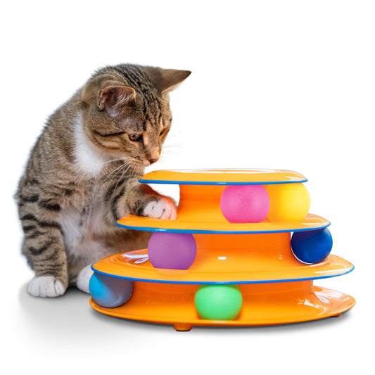3 Layer Plastic Tower Toy for Pet (Yellow)