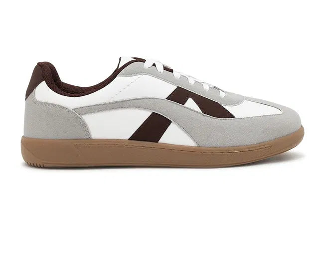 Premium White Retro Sneakers for Men | Stylish Casual Lace-Up Shoes with Gum Sole