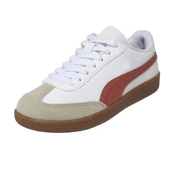 Premium White Retro Casual Sneakers for Men | Stylish Lace-Up Shoes with Gum Sole Comfort