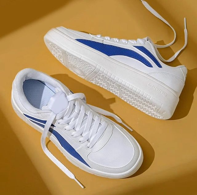 Premium White & Blue Casual Sneakers for Men | Lightweight Stylish Lace-Up Shoes for Everyday Wear