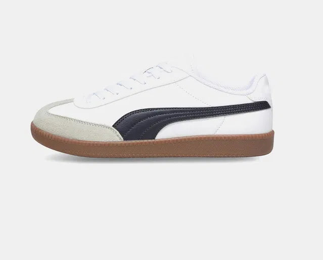 Premium White Retro Casual Sneakers for Men | Stylish Lace-Up Shoes with Gum Sole Finish