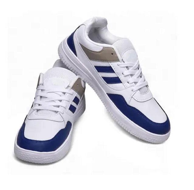 Premium White & Blue Retro Sneakers for Men | Stylish Casual Lace-Up Shoes with Everyday Comfort