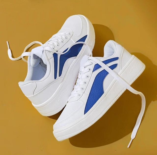 Premium White & Blue Casual Sneakers for Men | Lightweight Stylish Lace-Up Shoes for Everyday Wear