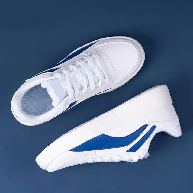 Premium White & Blue Casual Sneakers for Men | Lightweight Stylish Lace-Up Shoes for Everyday Wear