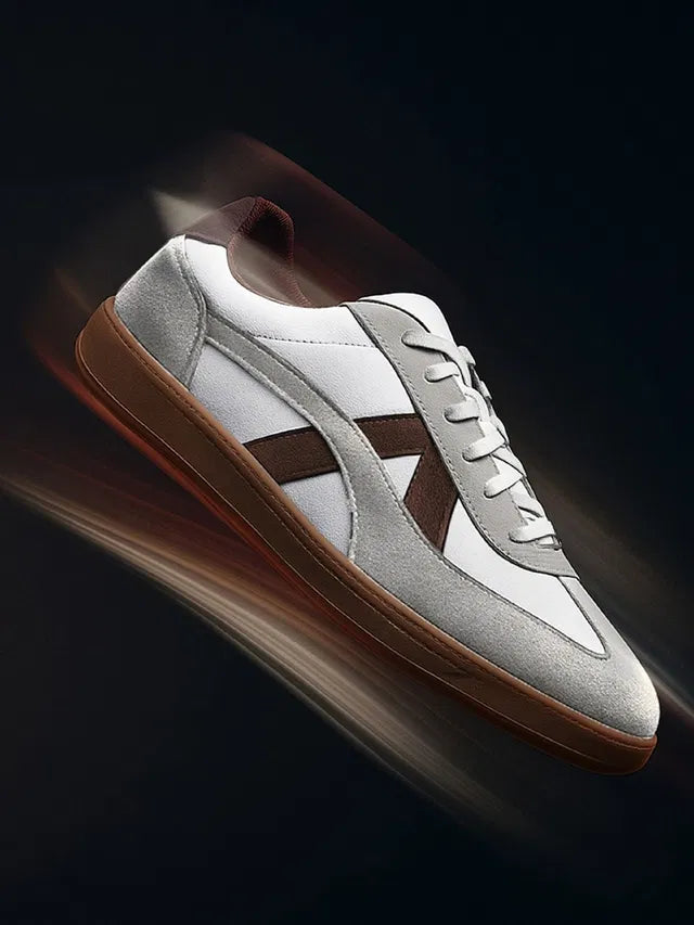 Premium White Retro Sneakers for Men | Stylish Casual Lace-Up Shoes with Gum Sole