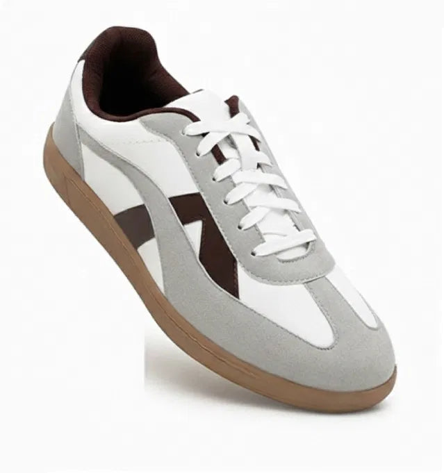 Premium White Retro Sneakers for Men | Stylish Casual Lace-Up Shoes with Gum Sole