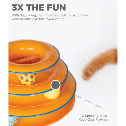 3 Layer Plastic Tower Toy for Pet (Yellow)