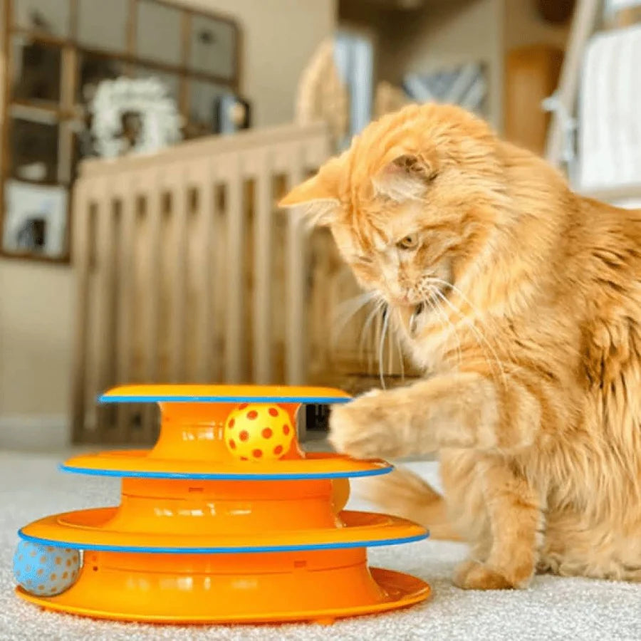 3 Layer Plastic Tower Toy for Pet (Yellow)